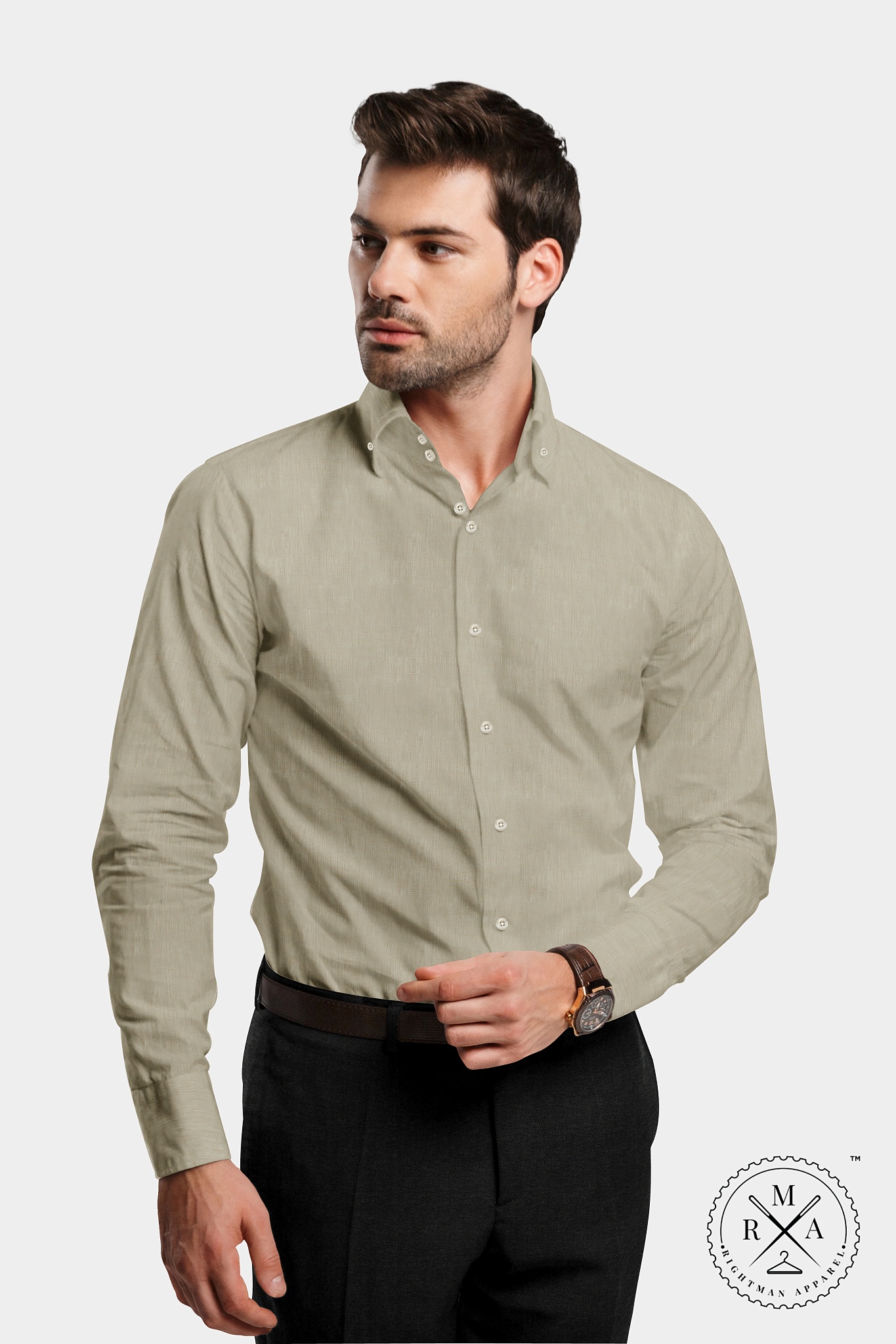 Cream Textured Linen Shirt SH363